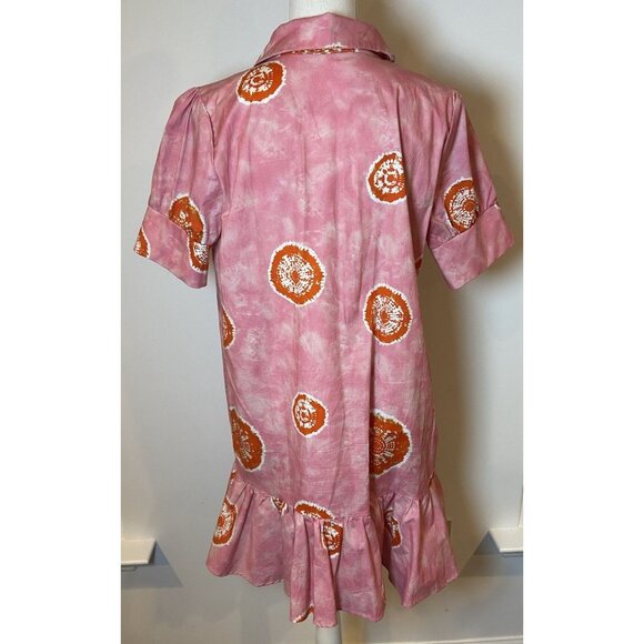 Never A Wallflower Everything Dress Ruffle Pink Orange Medium M - Picture 4 of 6